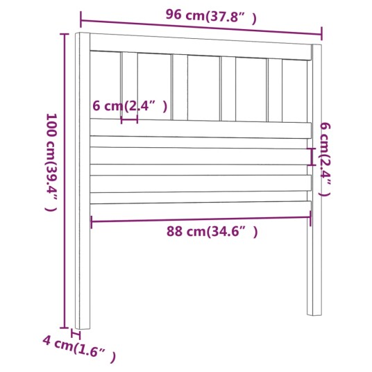 vidaXL Sengegavl honningbrun 96x4x100 cm heltre furu
