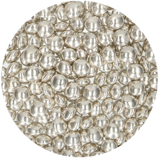 Funcakes Sjokoladelinser Metallic Sølv 80g Funcakes Sjokoladelinser Metallic Sølv 80g