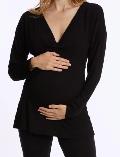Cache Coeur Maternity And Nursing Long Sleeves T Shirt Louna Black L