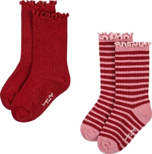 Konges Sløjd Sokker   2 pack   Rød Stripe   Konges Sløjd   25/28   Sokker Rosa   25 28
