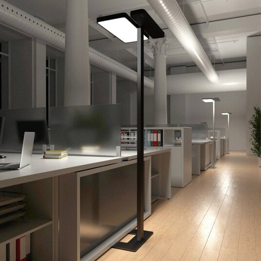 Arcchio Aila LED-gulvlampe for kontor, svart, dagslyssensor Arcchio Aila LED-gulvlampe for kontor, svart, dagslyssensor