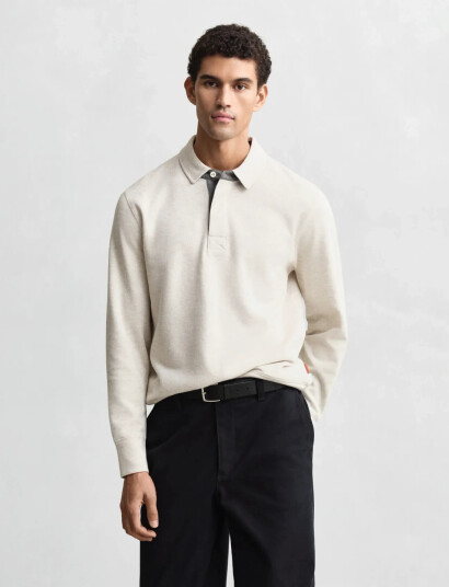 GANT Light Sacker Rib Ls Polo - Cream - S