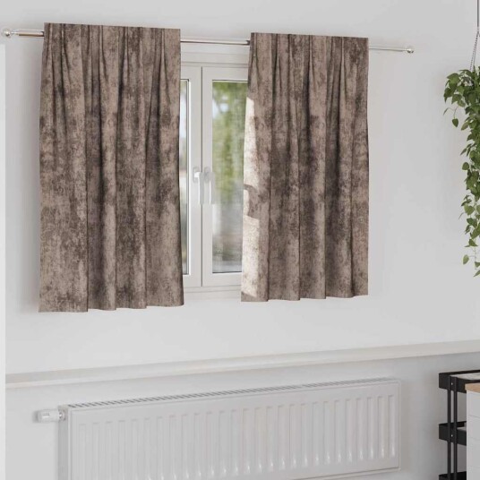 Gardin med gardiner 2 pcs Cappuccino 140 x 140 cm Fløyel Gardin med gardiner 2 pcs Cappuccino 140 x 140 cm Fløyel