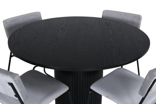 Venture Home Bianca Spisegruppe 110 cm Rund med 4 Kenth Stoler Sort