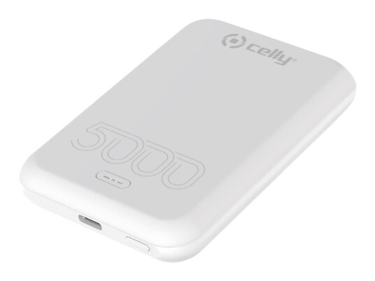 Celly Magpb5000evo - Strømbank - Magsafe - 5000 Mah - 18.5 Wh - 15 Watt - 2.4 A (24 Pin Usb-C) - Hvit