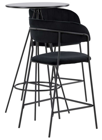 Venture Design Bistro & Lui bargruppe Svart/svart 2 stoler & bord 60 cm
