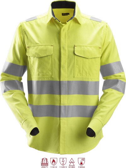 Snickers Workwear Skjorte 8562 ProtecWork Varsel, Gul L
