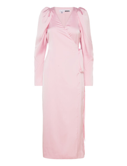 ROTATE Birger Christensen Satin Midi Wrap Dress - Pink - 32 ROTATE Birger Christensen Satin Midi Wrap Dress - Pink - 32