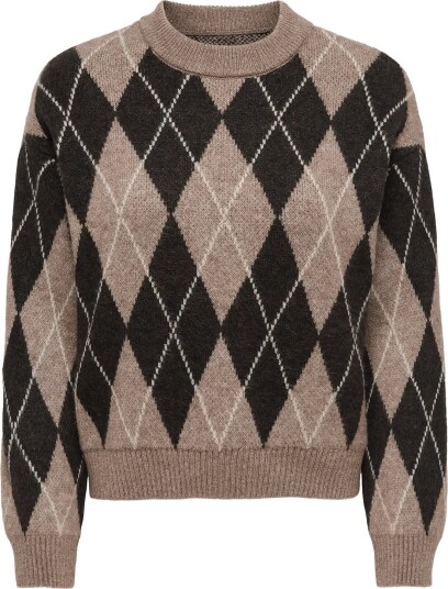 JDY Jdybianka L/S Argyle Pullover Knt Noos CHOCOLATE TORTE S JDY Jdybianka L/S Argyle Pullover Knt Noos CHOCOLATE TORTE S