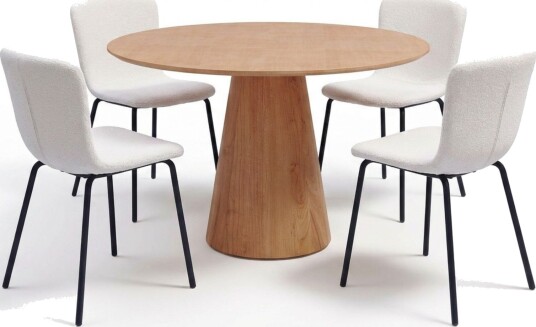 Siena spisegruppe rund 110 cm eik med 4 Katy spisestoler - Eik