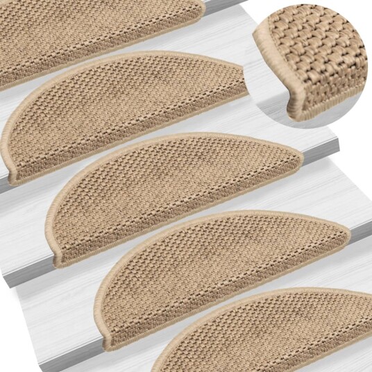 vidaXL Selvklebende trappematter sisal-utseende 15 stk 56x20 cm sand