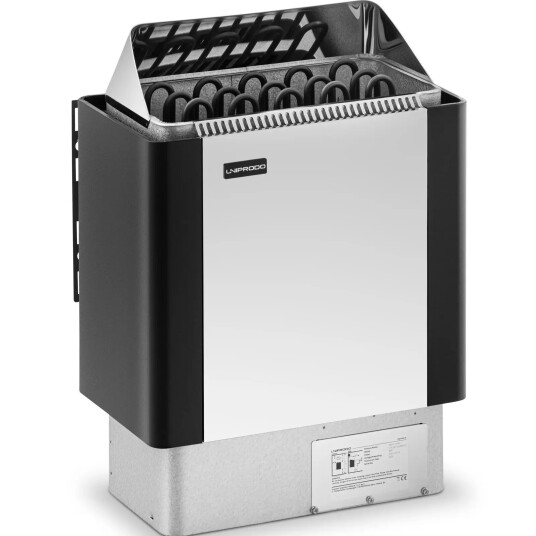 Uniprodo Badstuovn 8 kW 30 til 110 °C front av rustfritt stål 10250228