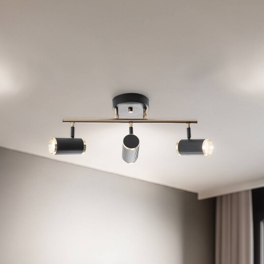 Lucea Downlight Lume lineær 3 lyskilder svart/messing jern