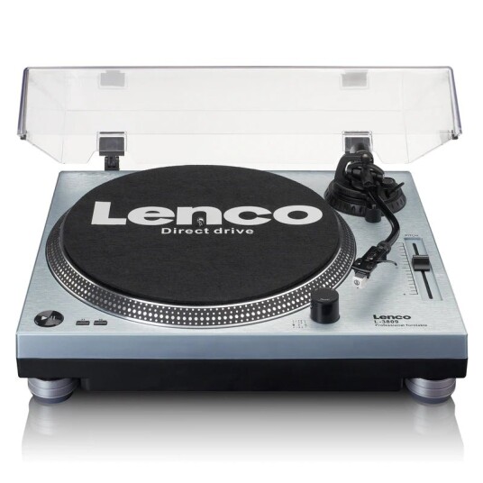 Lenco L-3809 Direktedrevet Platespiller med USB 33/45 RPM Metallisk Blå