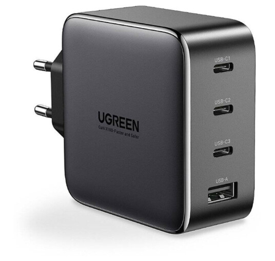 Ugreen 100W GaN Mobillader med 4 USB-porter (3x USB-C, 1x USB-A) PD 3.0 QC 4+ Ugreen 100W GaN Mobillader med 4 USB-porter (3x USB-C, 1x USB-A) PD 3.0 QC 4+