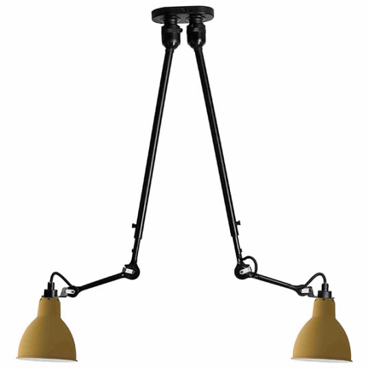 Lampe Gras N302 Taklampe Double Matt Sort & Matt Gul