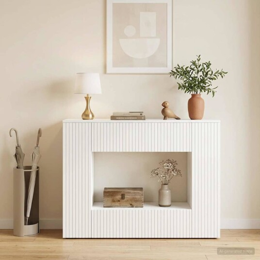 vidaXL Konsollbord Høgglans Hvit 101 x 29 x 74 cm Konstruert tre