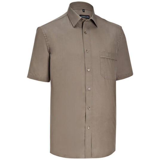 JOBELINE Herreskjorte Marc kortermet; Størrelse 37/38; Gråbrun/taupe