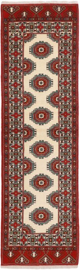 Håndknyttet. Opphav: Persia Turkaman Teppe 87x291