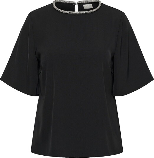 KAFFE Curve Kortermet bluse KCalie Blouse Svart KAFFE Curve Kortermet bluse KCalie Blouse Svart