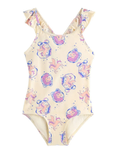 Lindex Swimsuit Straps With Flounces Cream 86/92