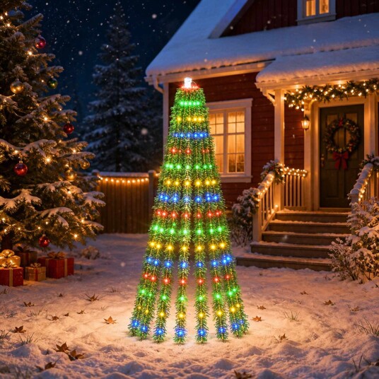vidaXL LED juletre 150 cm 240 LED-lys Flerfarget Stål Grønn