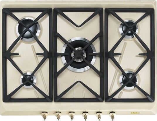 Smeg Colonial 70 cm Gasskokeplate med 5 Kokesoner i Krem Smeg Colonial 70 cm Gasskokeplate med 5 Kokesoner i Krem