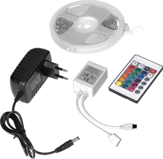 Led Listesett 12V 30L/M 100Lm/M 7,2W/M Ip20 Rgb 5 M + Rgb Kontroller + 12V Strømforsyning Led Listesett 12V 30L/M 100Lm/M 7,2W/M Ip20 Rgb 5 M + Rgb Kontroller + 12V Strømforsyning