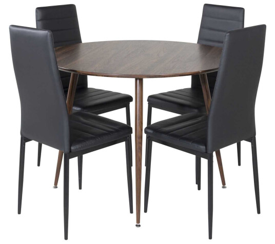 Venture Design Plaza & Slim highback spisegruppe Brun/svart 4 st stoler & bord 100 cm