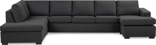 Crazy 5 seters Venstrevendt U formet X Large Sofa med Divan og Sjeselong i Stoff Mørk grå