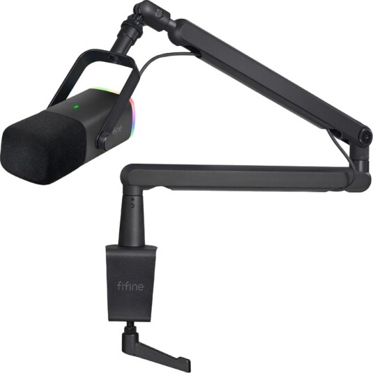 Fifine TAM8 Dynamisk Mikrofon med RGB-Belysning og Stativ - Svart Fifine TAM8 Dynamisk Mikrofon med RGB-Belysning og Stativ - Svart