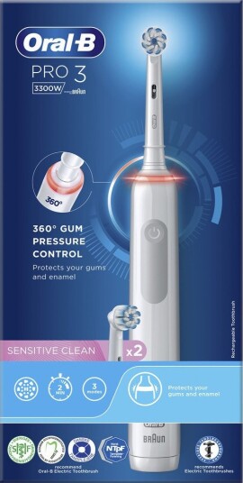 Oral-B Pro 3 Elektrisk Tannbørste (Sensitive Clean) Hvit