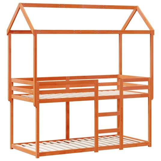 Køyeseng med tak voksbrun 90x200 cm heltre furu 8721102670169 Køyeseng med tak voksbrun 90x200 cm heltre furu 8721102670169