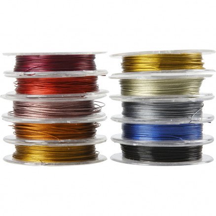 Diverse Smykkewire tykkelse 0,38 mm 10x10 m