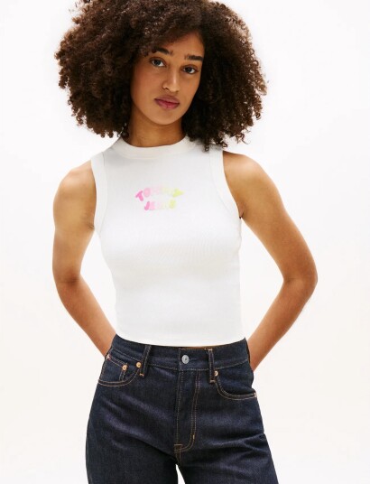 Tommy Jeans Tjw Slim Sh Tj Bubble Tank White L