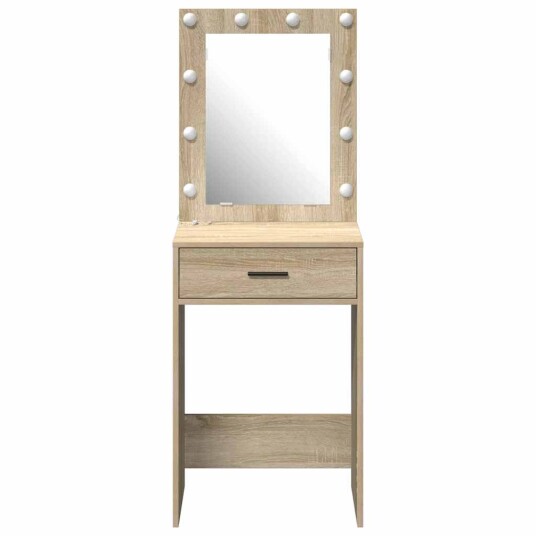  sminkebord med LED lamper Sonoma eik 50x41x135 cm