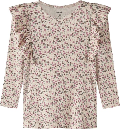 Name It Genser NmfLianna Antique White m. Volanger Name It 7 8 år (122 128) Genser Beige Brun Grønn Lilla