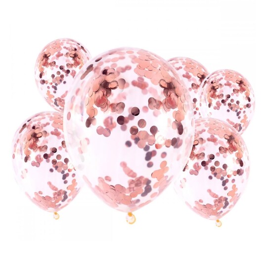 Ballongkungen AB Konfettiballonger Roségull - 6-pakning