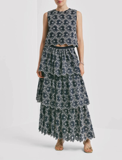 by Ti Mo Broderie Anglaise Skirt Navy S by Ti Mo Broderie Anglaise Skirt Navy S