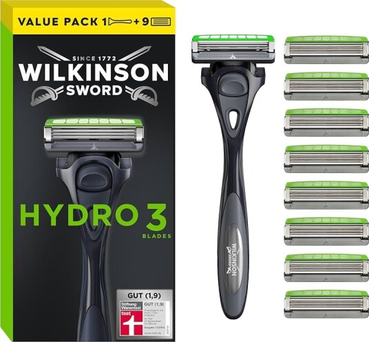 Wilkinson barberhøvel + 9 barberblader Hydro 3