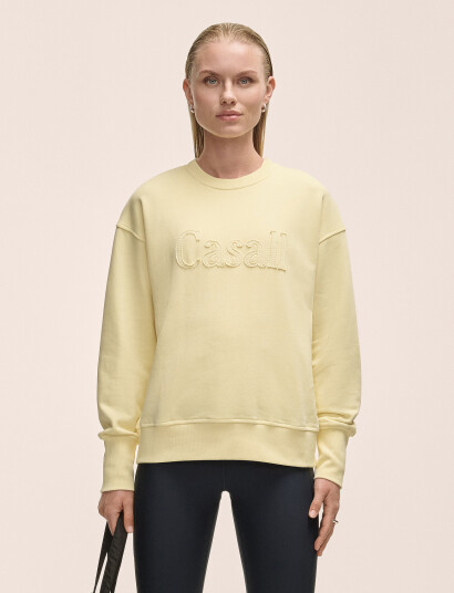 Casall Terry Spring Graphic Crew - Yellow - S