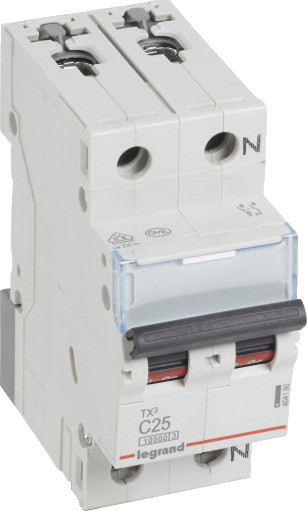 Legrand 5 stk TX³ MCB automatsikring C25 1P+N 2M 10/10kA