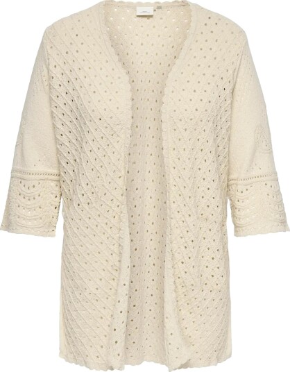 ONLY Carmakoma Carluza 3/4 V Neck Long Kimono Knt Cream 50 52 ONLY Carmakoma Carluza 3/4 V Neck Long Kimono Knt Cream 50 52