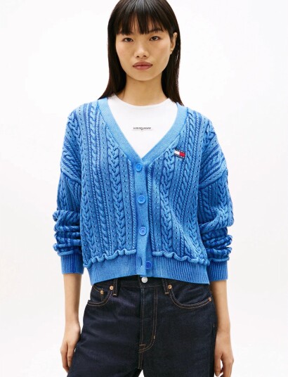 Tommy Jeans Tjw Boxy Gmd Cardigan   Blue   L