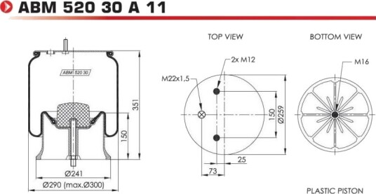 Luftbelg fjæring NEOTEC ABM52030A11 Luftbelg fjæring NEOTEC ABM52030A11
