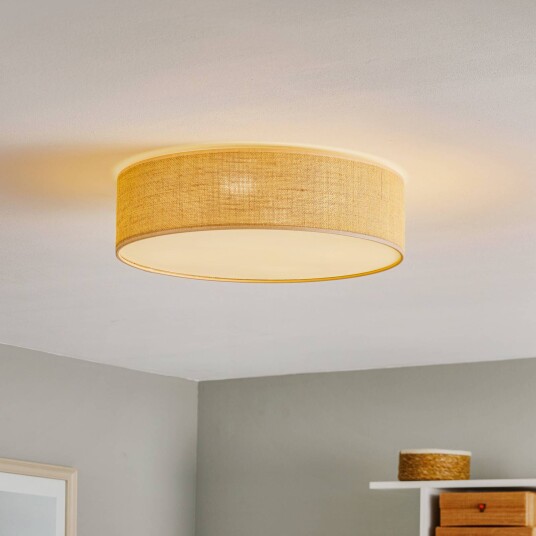 BRITOP Jute taklampe med beige skjerm Ø 48 cm