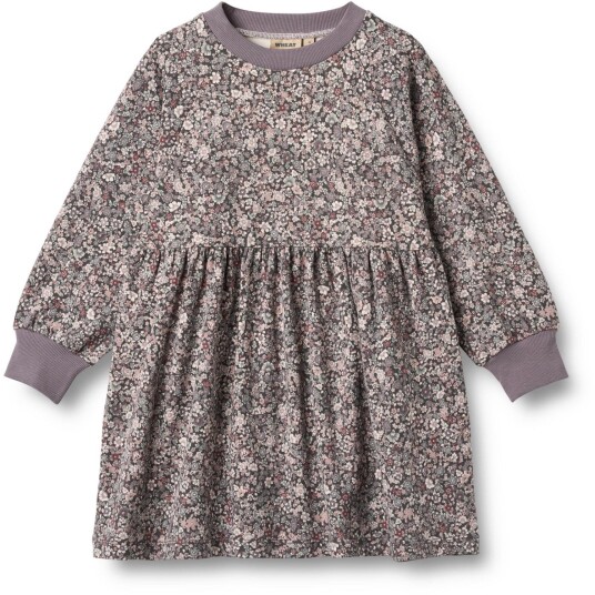 Wheat Purple Stone Flowers Jersey Kjole L/S Dorthea 3 år/98