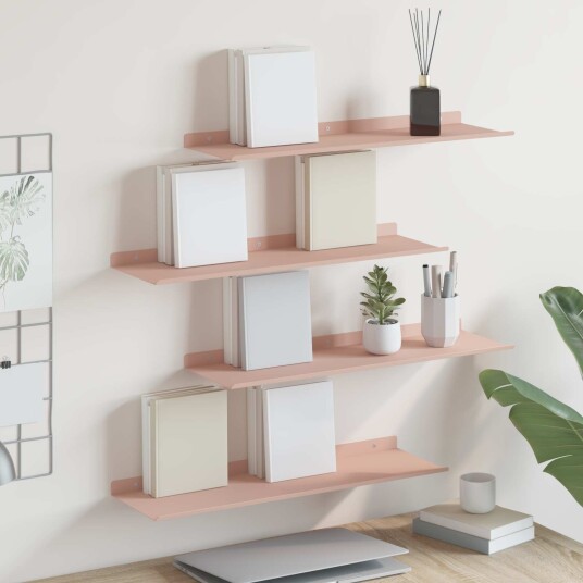 vidaXL Flytende hylle Veggmontert 4 pcs Rosa 60 x 18 x 2,5 cm Stål