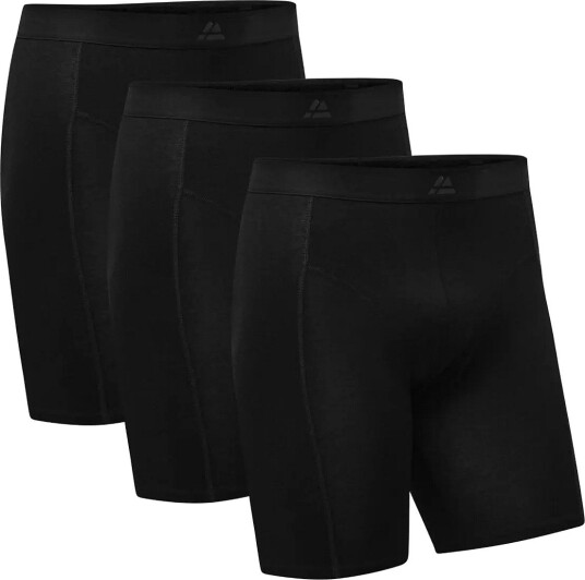 Danish Endurance Bamboo Extra Long Trunks (Men) 3 Pack Black XXL