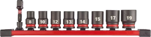 Milwaukee 3/8" Kraftpipesett med 9 Deler - Standard Håndverktøy